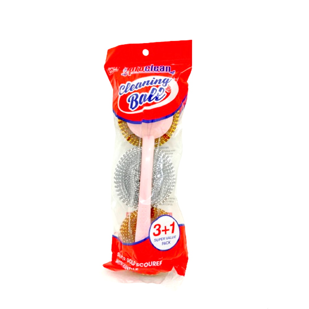 Silver Gold Scourer With Handle_SS-0971 ( 3pcs )