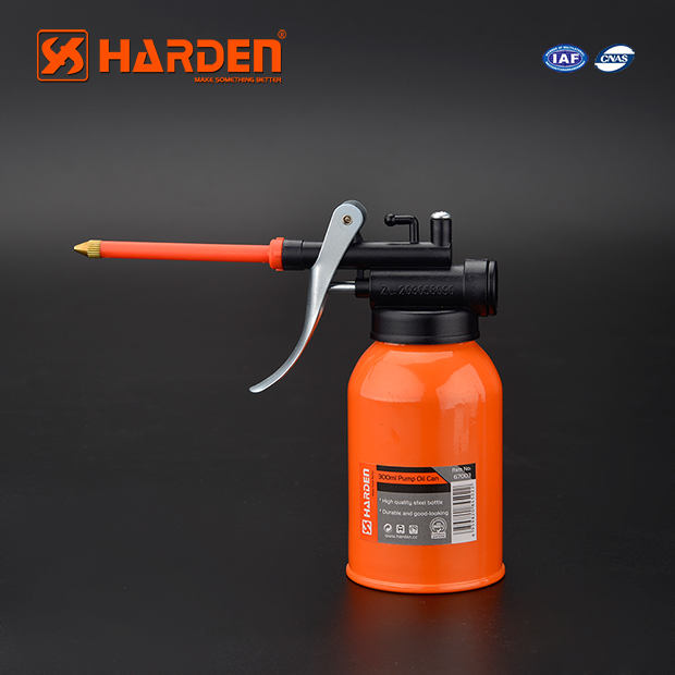 HARDEN 670003 300ml Professional Pump Oil Can – Heavy Duty Steel Body with Flexible Metal Spout; Model : 670003