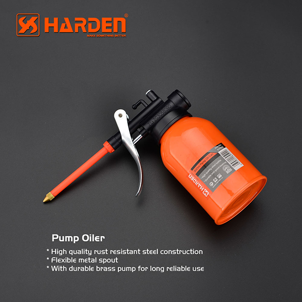 HARDEN 670003 300ml Professional Pump Oil Can – Heavy Duty Steel Body with Flexible Metal Spout; Model : 670003_img_1