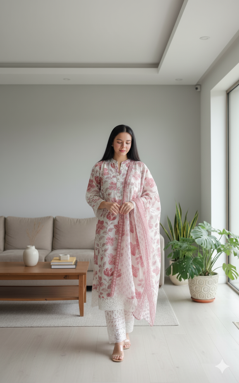 “Nazakat” – Pure Cotton Pakistani Inspired Suit Set thumbnail 3