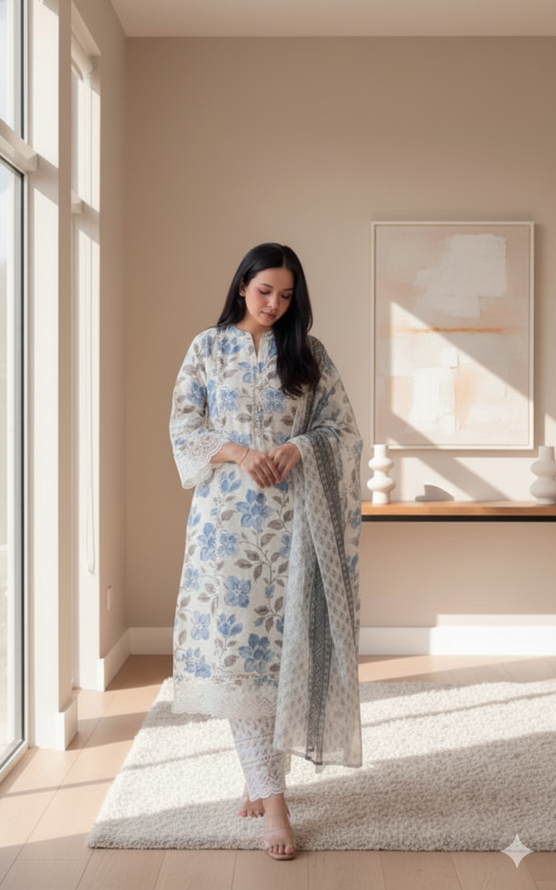 “Nazakat” – Pure Cotton Pakistani Inspired Suit Set thumbnail 4