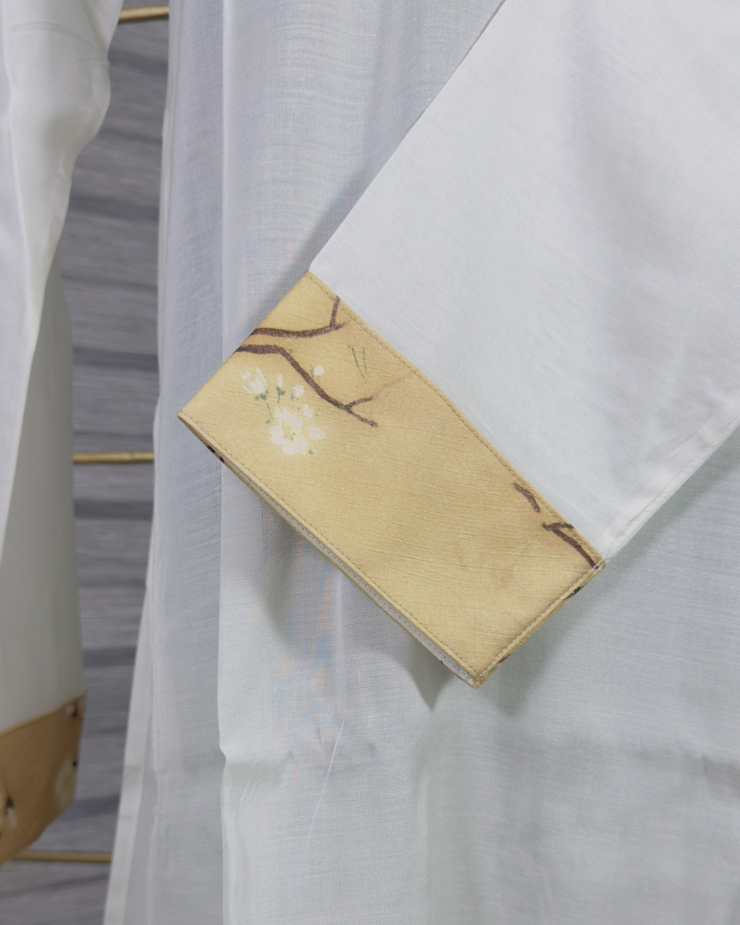 Men’s White Panjabi with Gold Printed Placket & Collar – Elegant Traditional Wear by Simple White (Punjabi BDT 4,990 + Pajama BDT 2,500)_img_2