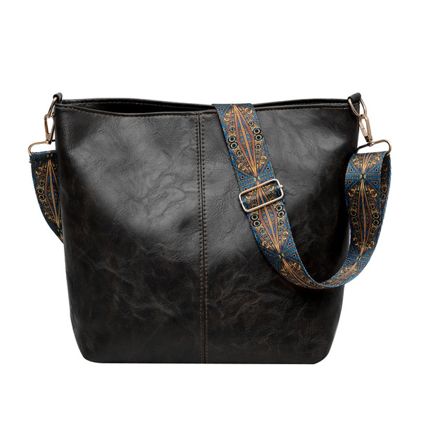 Single Shoulder Cross-Body Tote Bag (Black) image 5