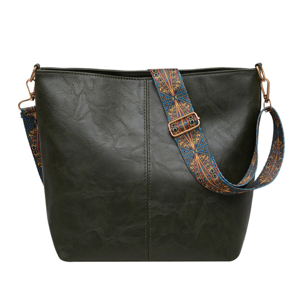 Single Shoulder Cross-Body Tote Bag (Gray Green) image 5
