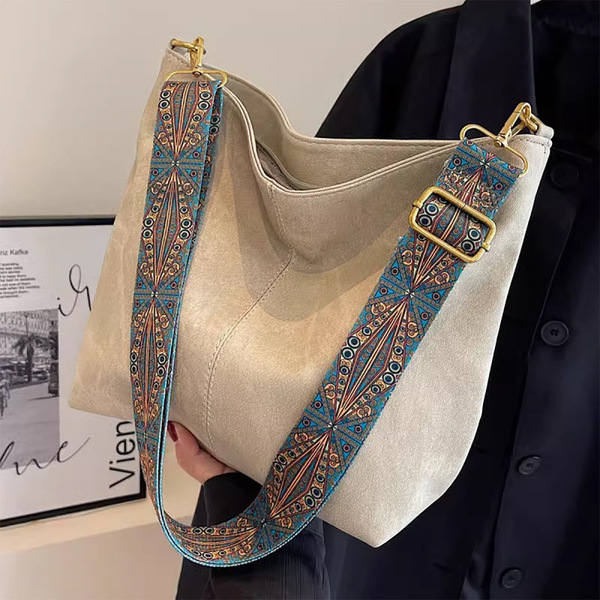 Single Shoulder Cross-Body Tote Bag (Off-white) image 2