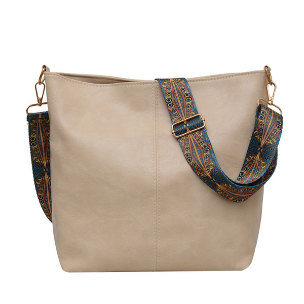 Single Shoulder Cross-Body Tote Bag (Off-white) image 5