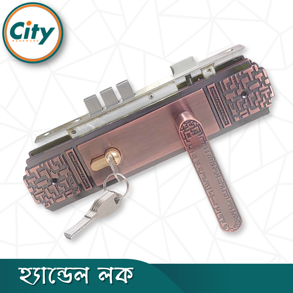 উচ্চ সুরক্ষার স্ট্যান্ডার্ড সাইজের হ্যান্ডেল লক প্রধান দরজার জন্য অ্যান্টিক রঙের দরজার লক Door Lock_img_1