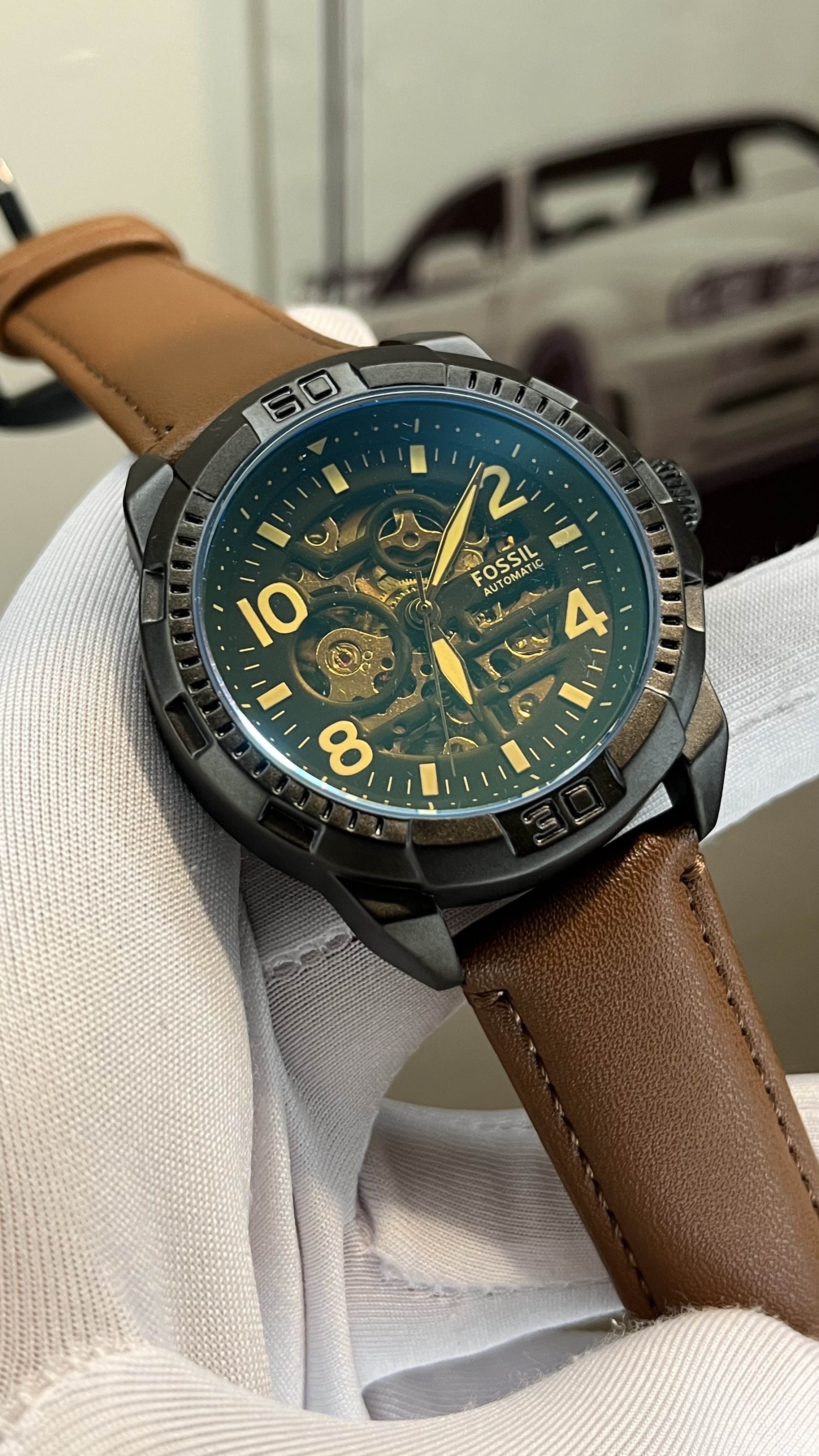 FOSSIL NUMERIC DIAL HEAVY AUTO BLACK DIAL BROWN BELT (SEMI AAA)_img_4