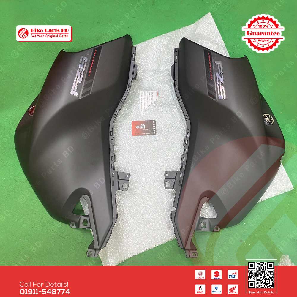 Tanky Box for Yamaha FZS V4 (Matte Black, Red Sticker) bike. thumbnail 2