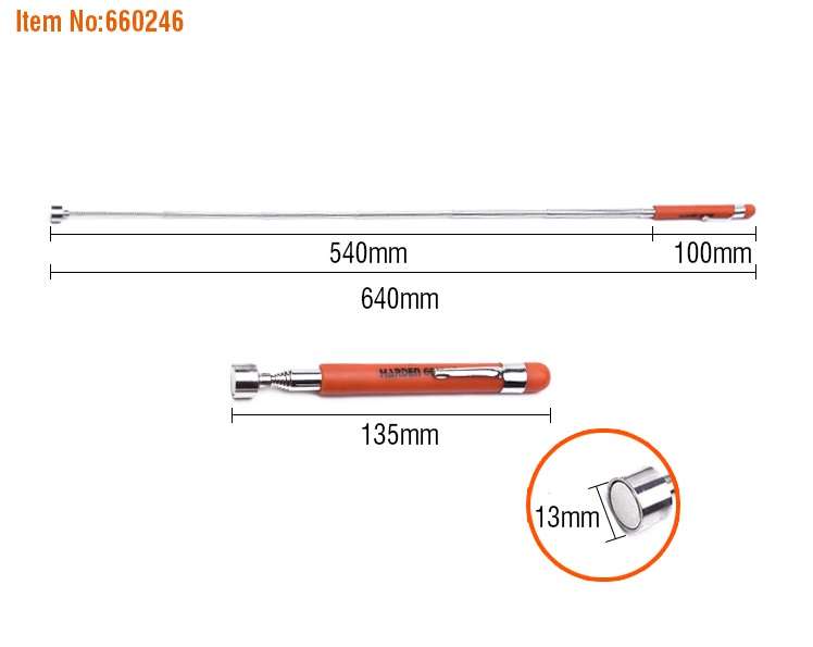 HARDEN Telescopic Pick Up Tools (135 - 640mm | 170-830mm), Household Tool Set Magnet Pickup; Model: 660246 | 660247