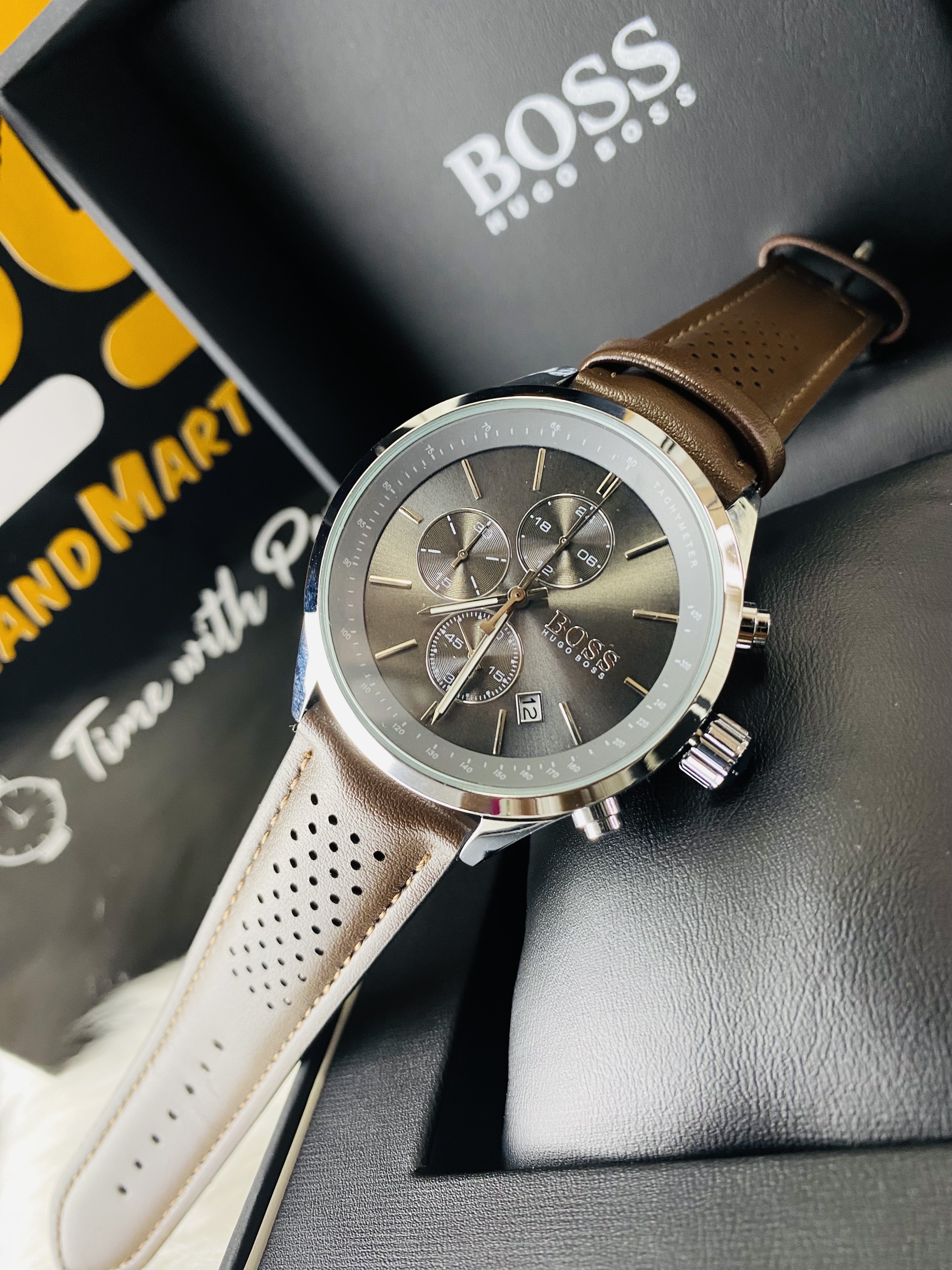 Boss |Active Chronograph |Black Face & Brown strap