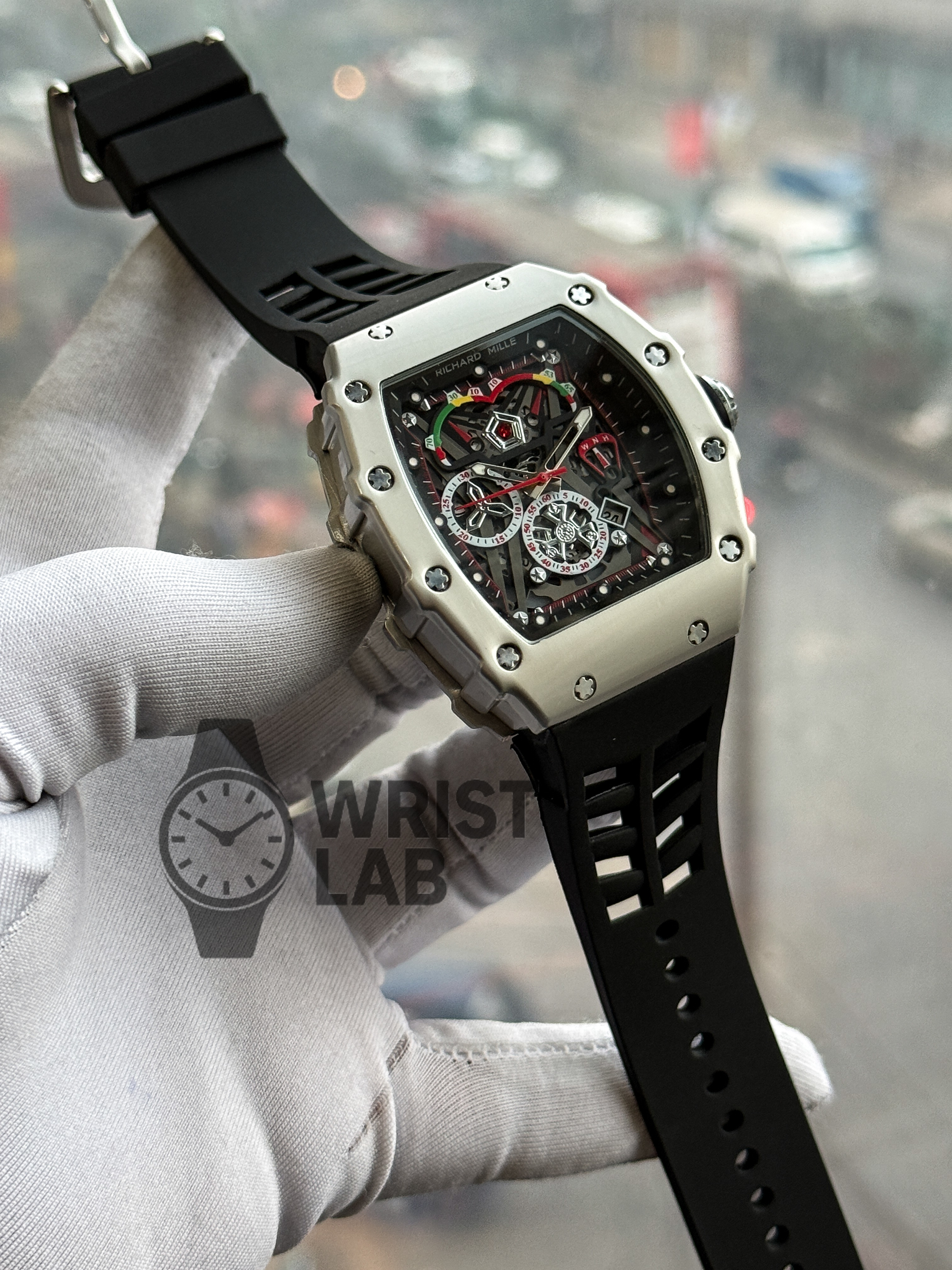 RICHARD MILLE SILVER CASE BLACK BELT_img_0
