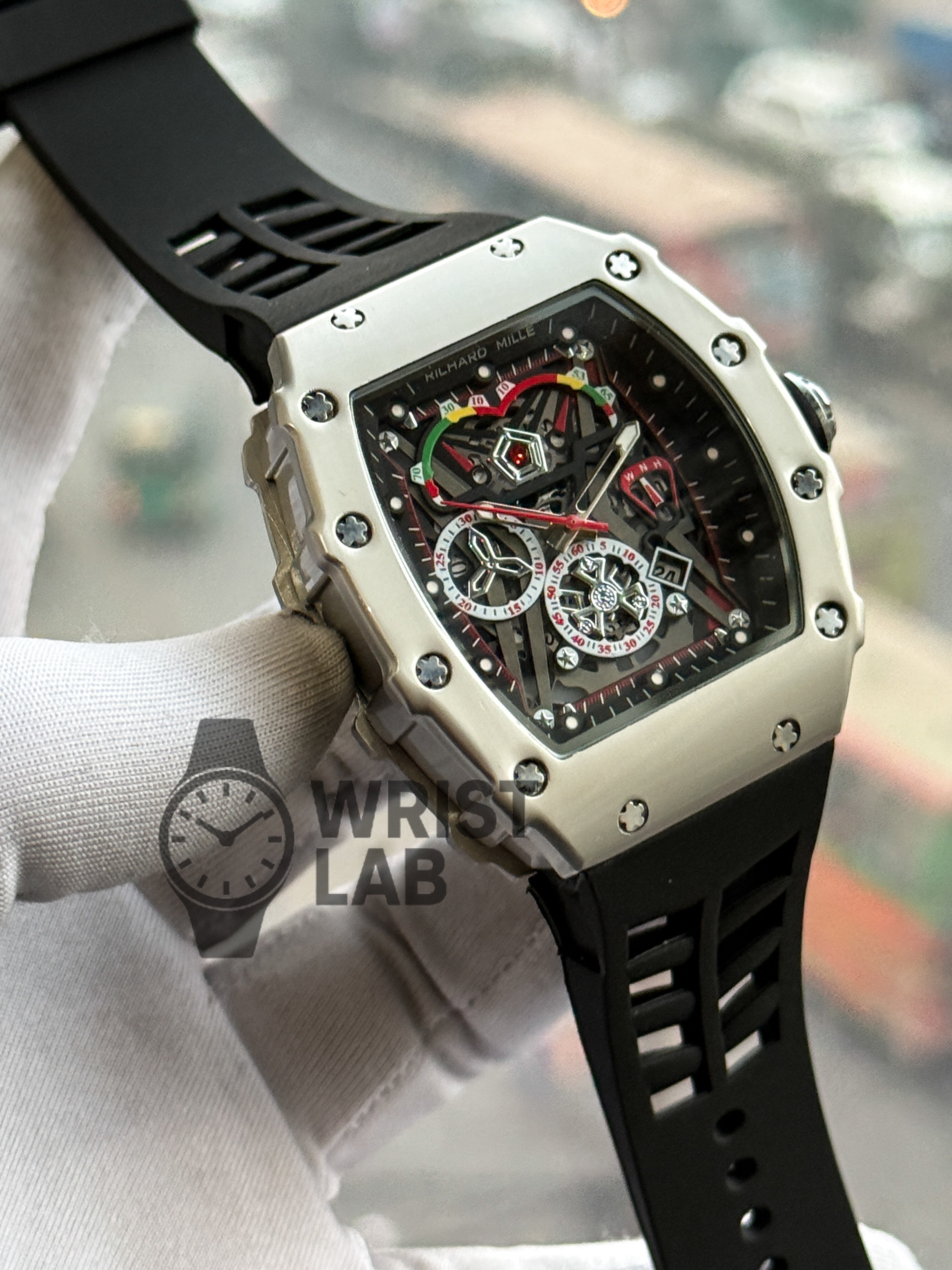 RICHARD MILLE SILVER CASE BLACK BELT_img_1