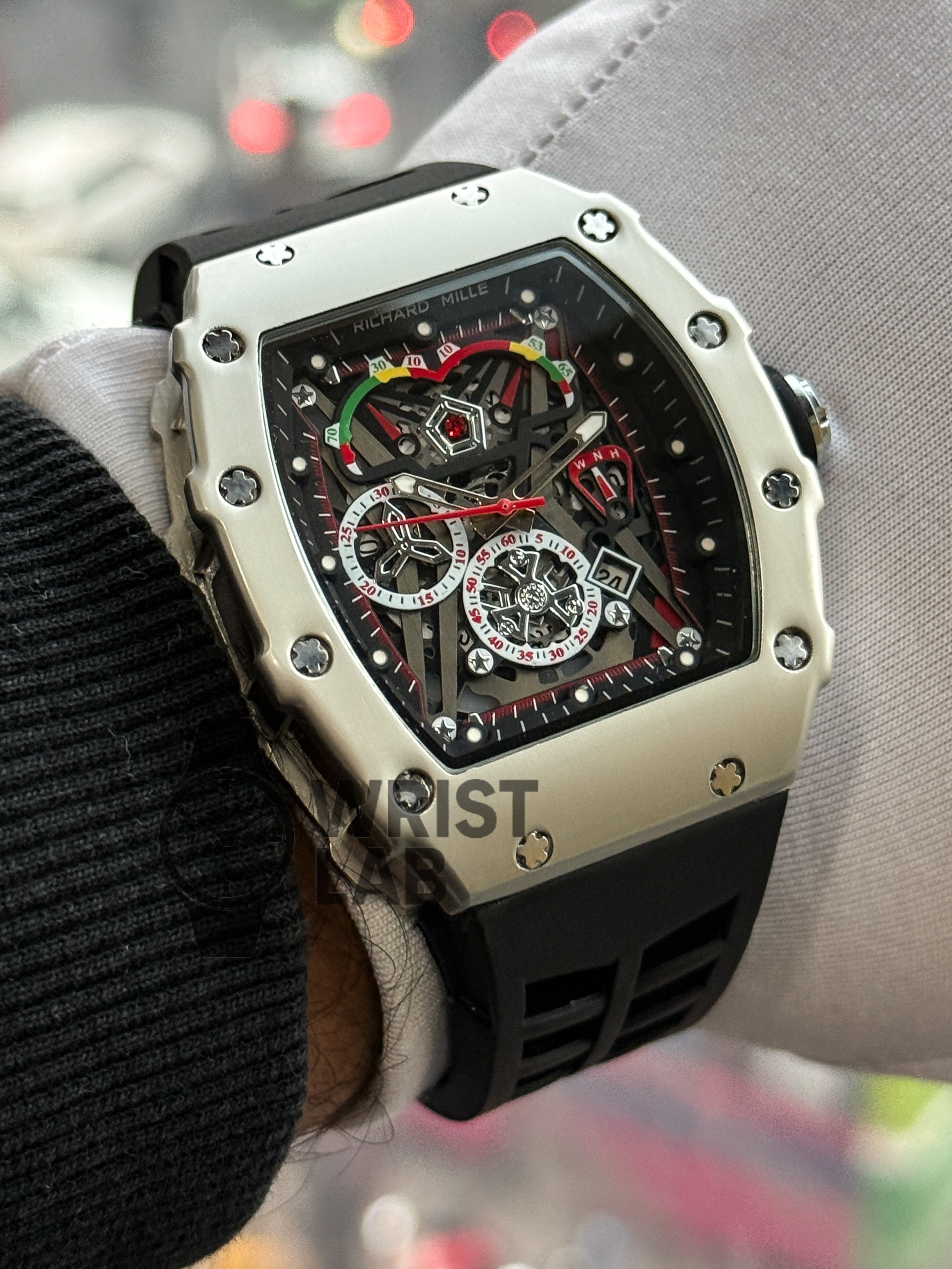 RICHARD MILLE SILVER CASE BLACK BELT_img_2