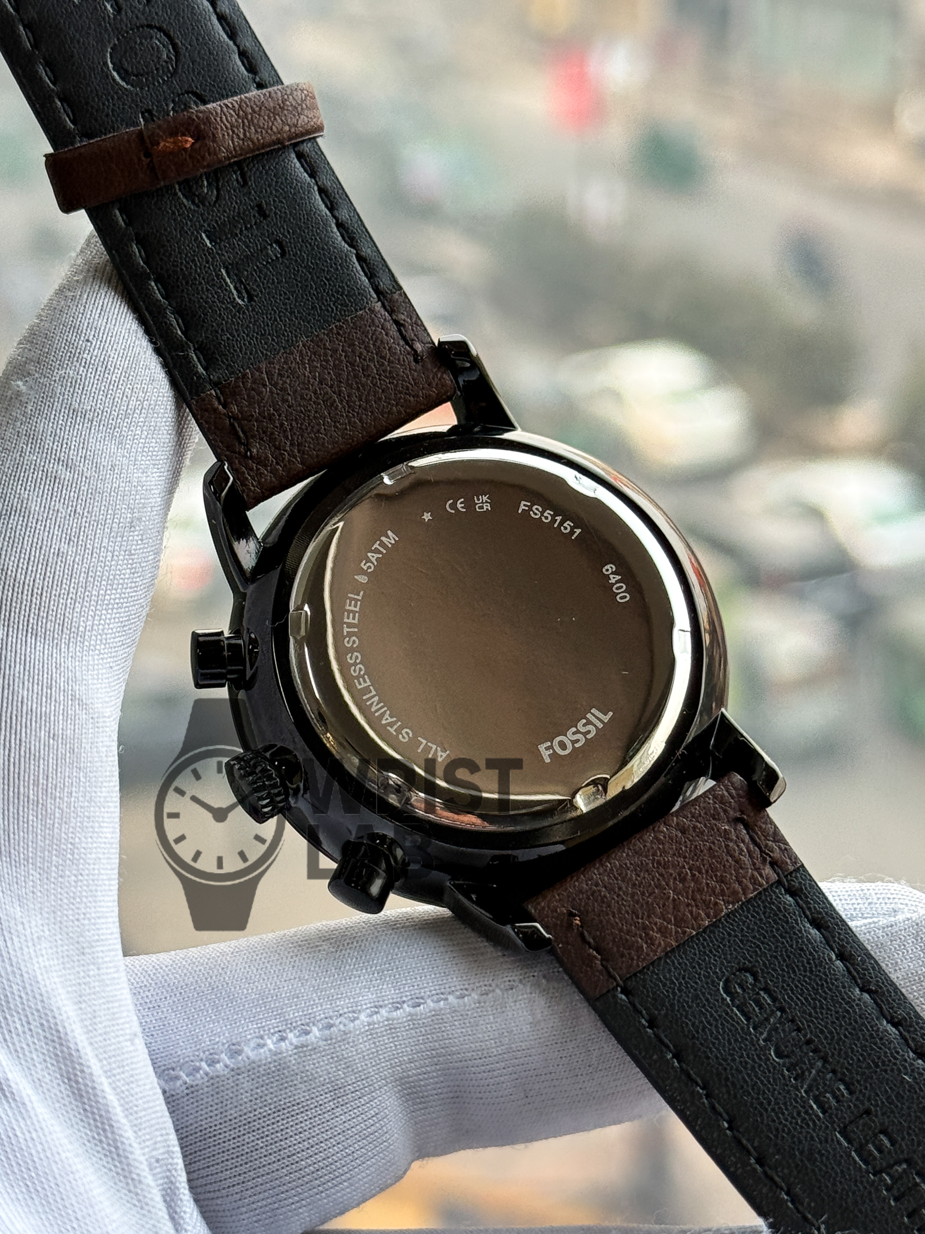 FOSSIL FAKE CHRONOGRAPH BLACK CASE BLACK DIAL BROWN LEATHER_img_3