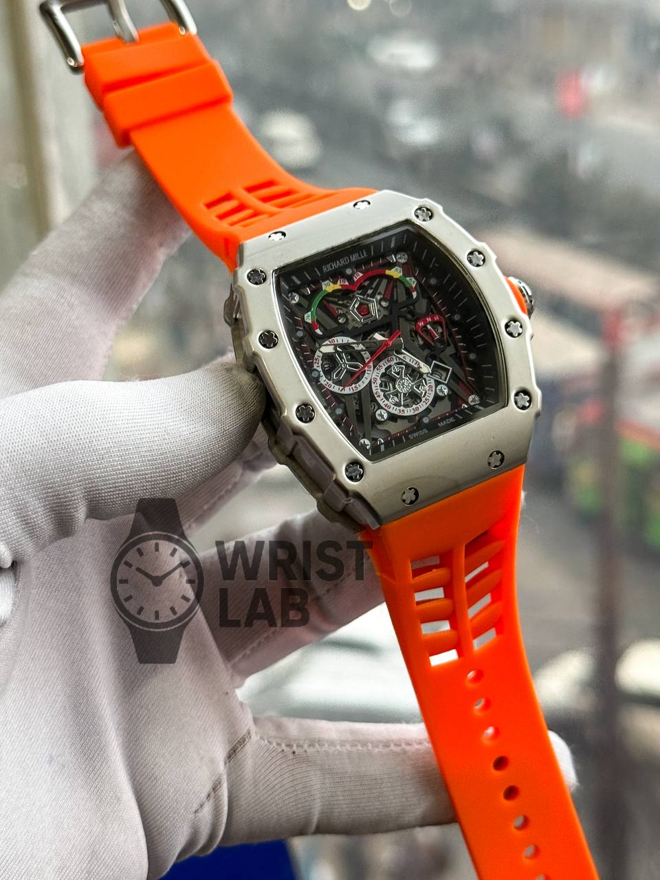 RICHARD MILLE SILVER CASE ORANGE BELT_img_0
