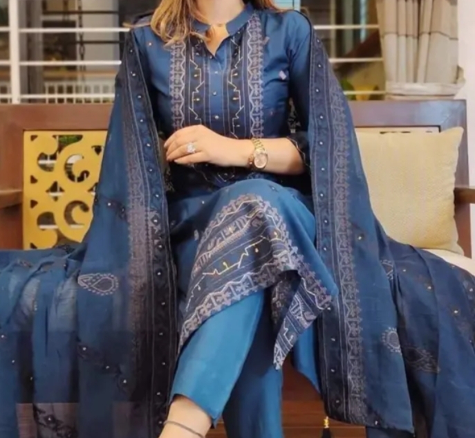 Unstitched Exclusive, Fashionable, Stylish and Comfortable, High Quality Three Piece for Women, Three Piece [3 Piece], new dress collection for women, Skin Print Cotton Three Piece For Women_img_1