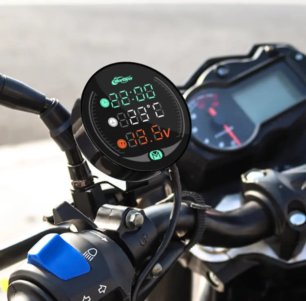 MORAFAYER Water-resistant Volt Meter for All Motorcycle (Mirror Base)-1 Set