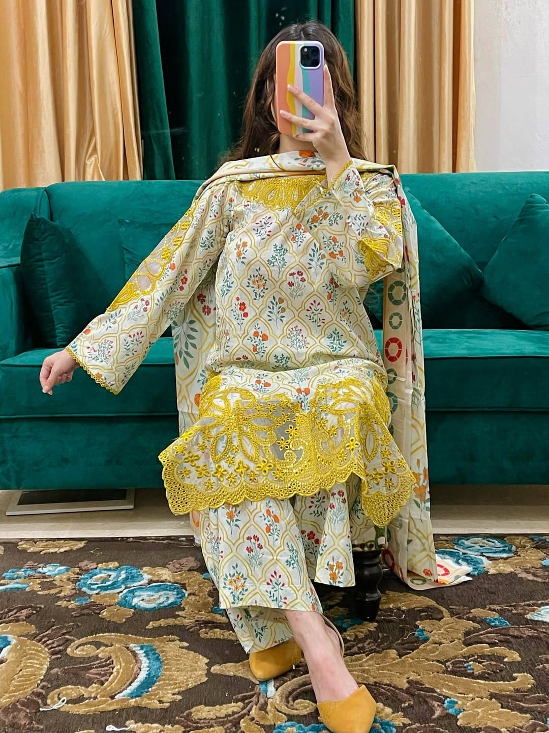 Pure Cotton Pakistani Inspired Suit Set thumbnail 8