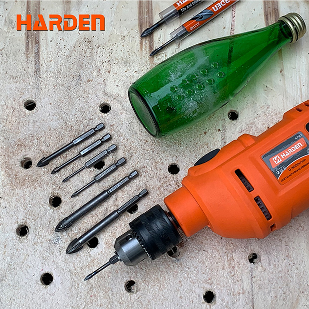 HARDEN Glass & Tiles Drill Bit ( 3 | 4 | 5 | 6 | 7 | 8 | 10 | 12mm ), porcelain marble tile glass drilling Hex shank cross tip drill bit; 613103 - 613112_img_1