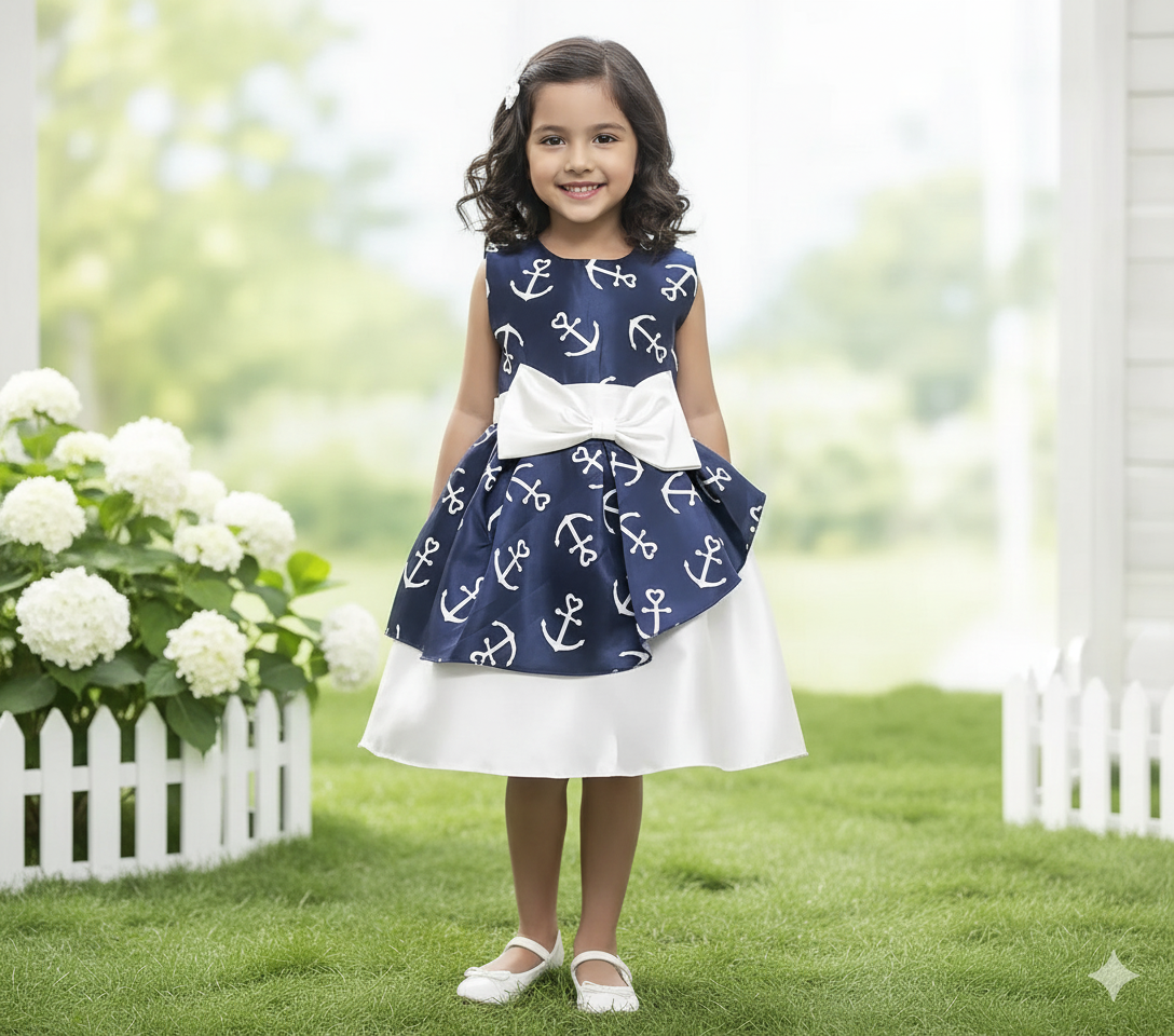 Kids Girls Fashionable Rainstone Bow Party Dress_img_0