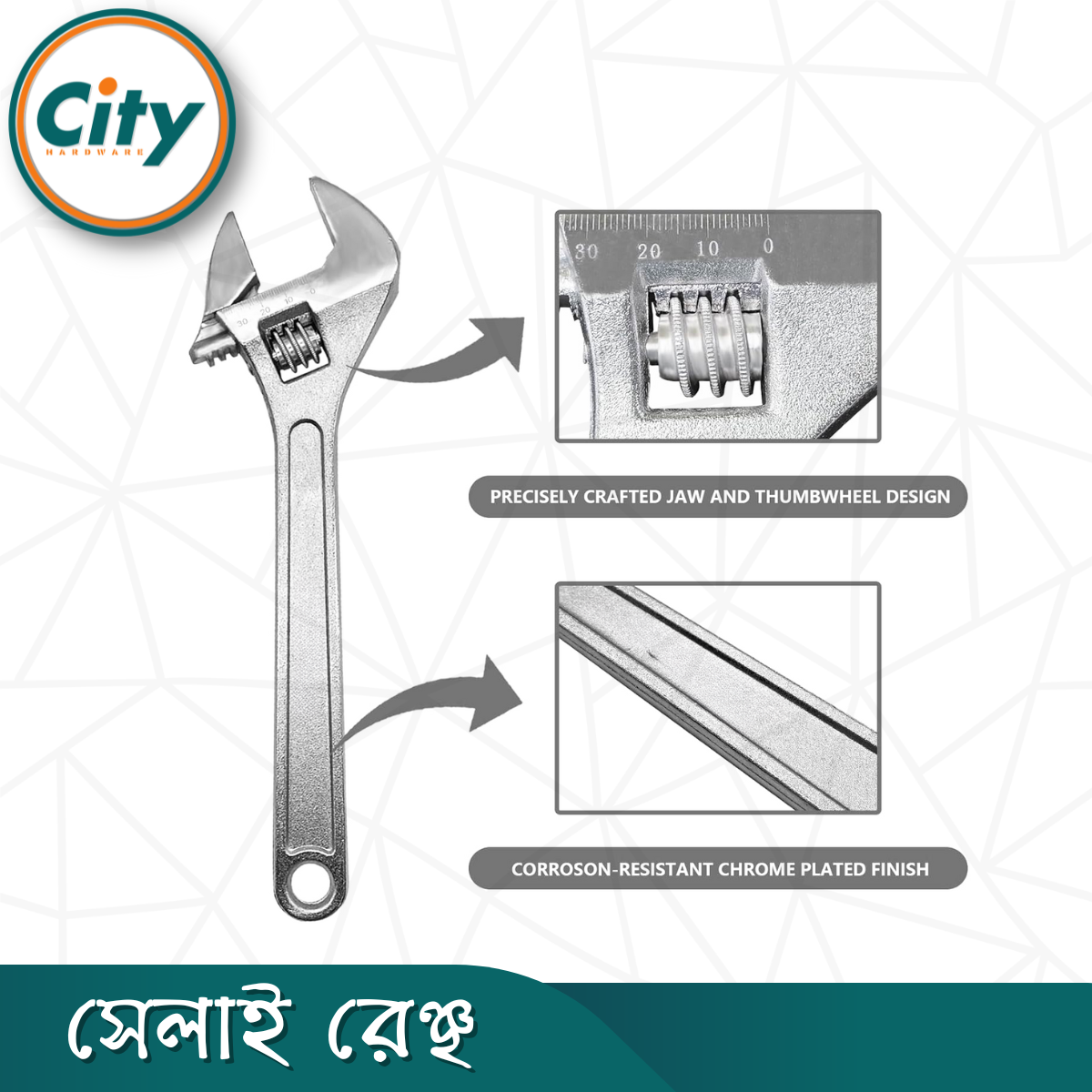 ১০ ইঞ্চি হেভি ডিউটি অ্যাডজাস্টেবল রেঞ্চ অতিরিক্ত ক্ষমতা সহ অ্যাডজাস্টেবল শিফটার মুভেবল স্প্যানার ক্রোম ফিনিশ_img_3