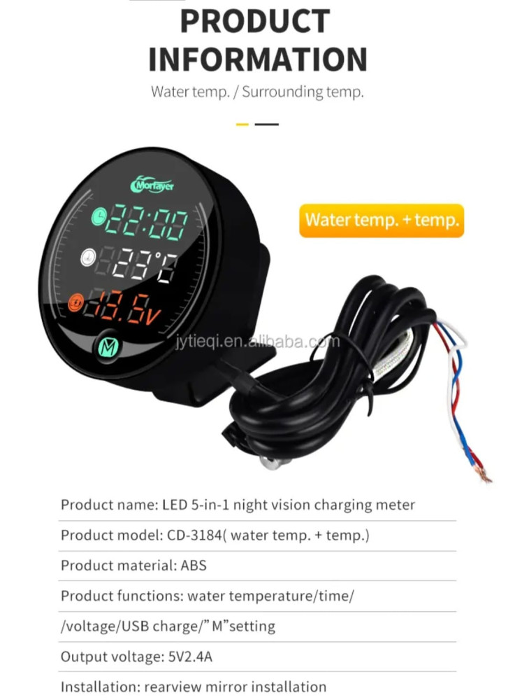MORAFAYER Water-resistant Volt Meter for All Motorcycle (Mirror Base)-1 Set_img_3