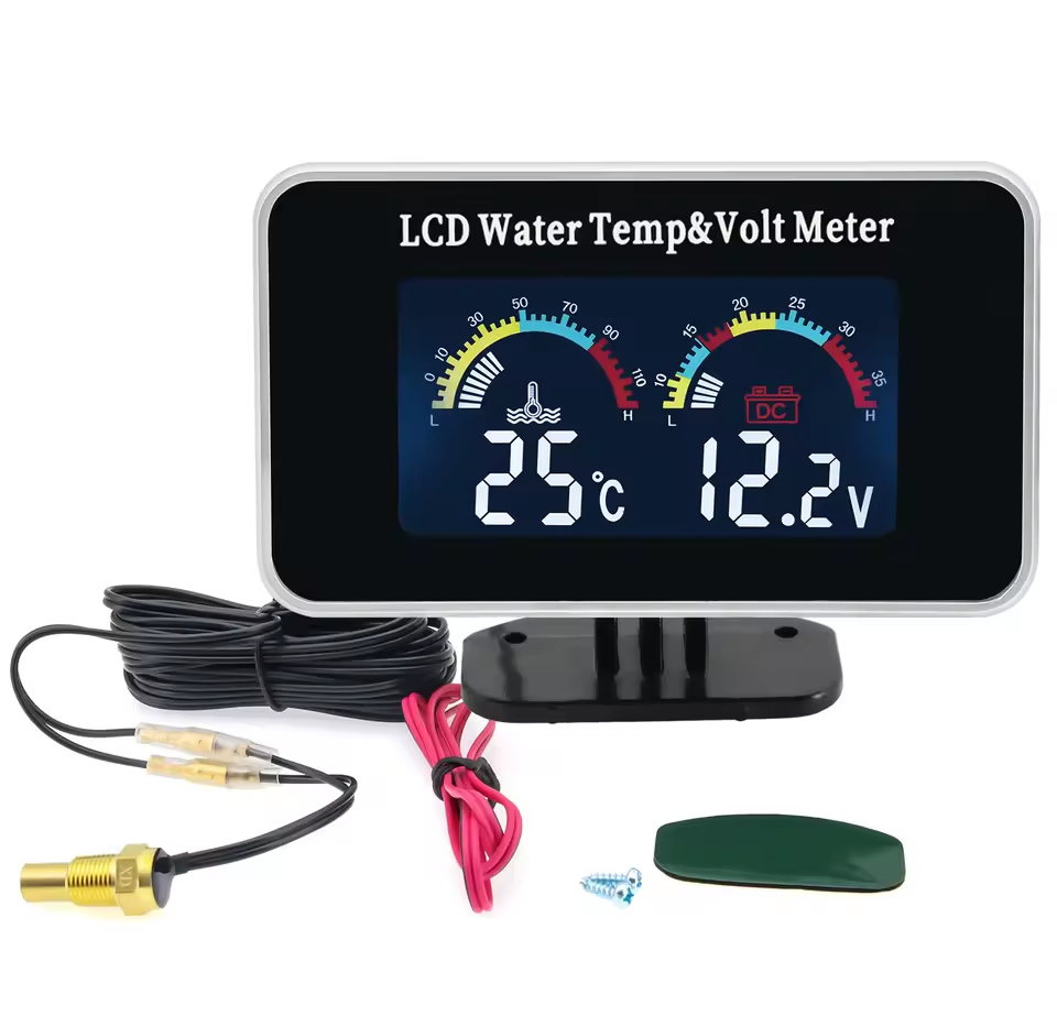 2 in 1 Car LCD Digital Gauge Voltage Pressure Water Temperature Meter_img_1