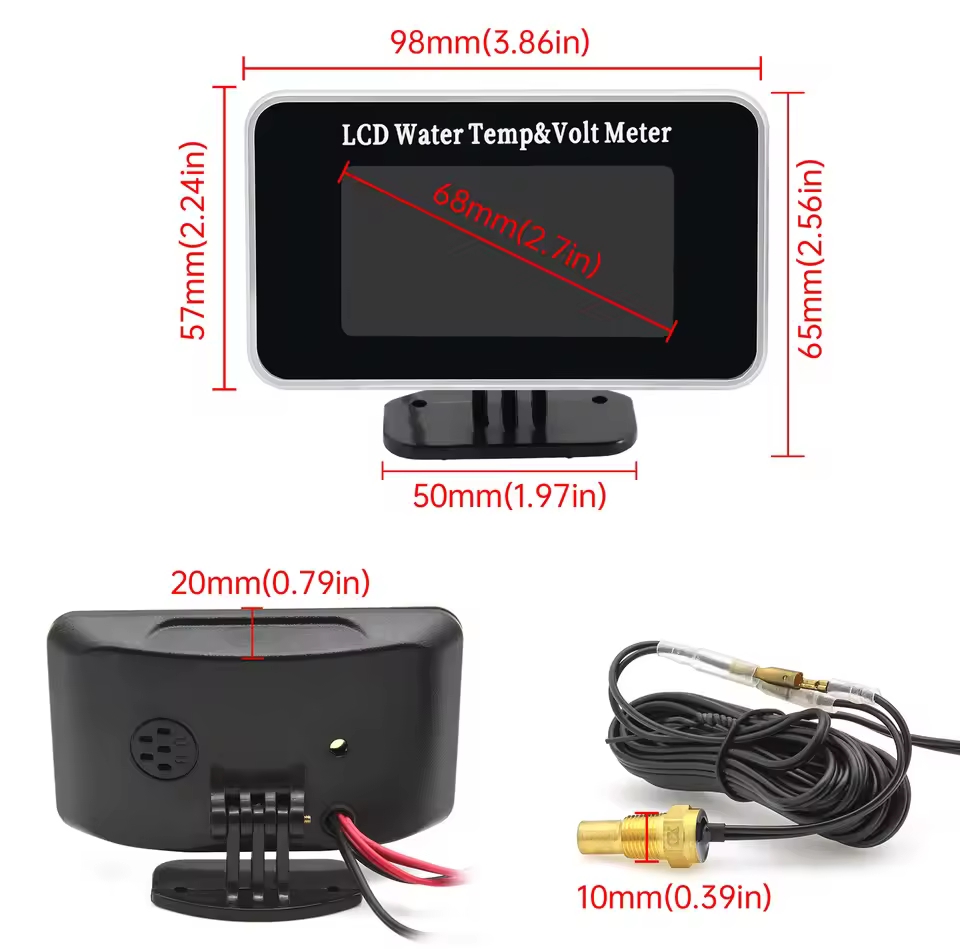2 in 1 Car LCD Digital Gauge Voltage Pressure Water Temperature Meter_img_2