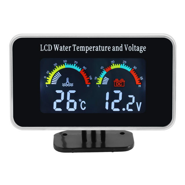 2 in 1 Car LCD Digital Gauge Voltage Pressure Water Temperature Meter