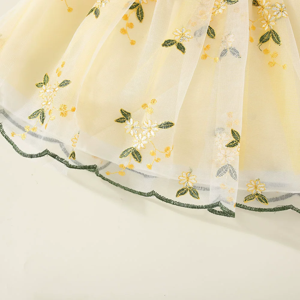Baby Girls Ruffle Sleeve Floral Embroidered Summer Princess Dress (6 Months to 3 Years)_img_5