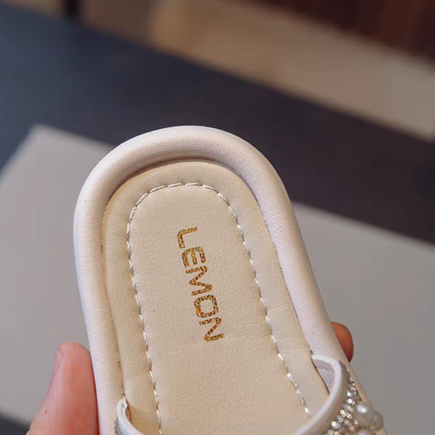 Baby Girls Summer Rhinestone Pearl Crib Slippers Beach Sandal (18 months to 3 years)_img_5
