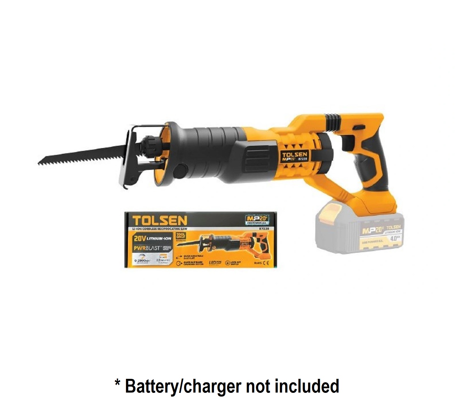 TOLSEN 87228 20V Li-ion Cordless Reciprocating Saw ( Battery/charger not included ); Model: 87228_img_2