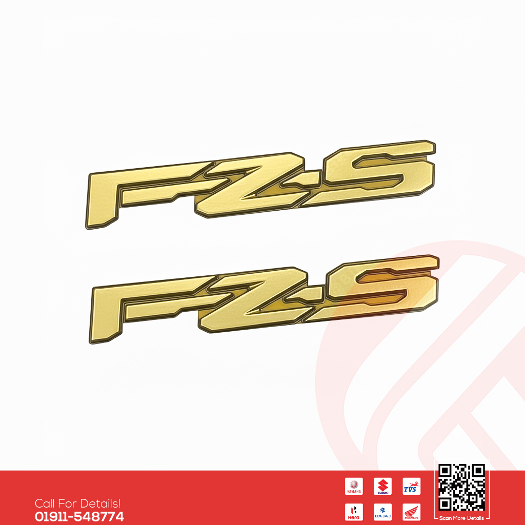 3D Logo/Monogram (Golden Colour) for Yamaha FZS V3, FZS V4 bike.