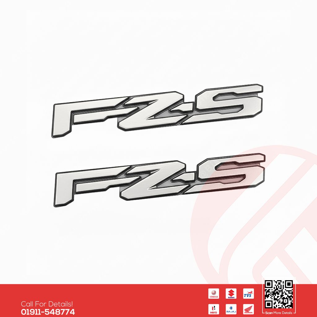 3D Logo/Monogram (Silver Colour) for Yamaha FZS V3, FZS V4 bike.