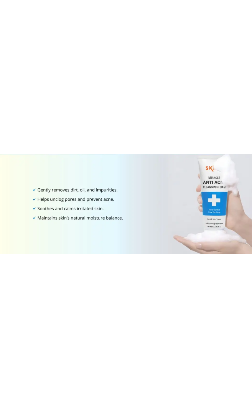 skin’O Miracle Anti Acne Cleansing Foam 100 ml - Image 4