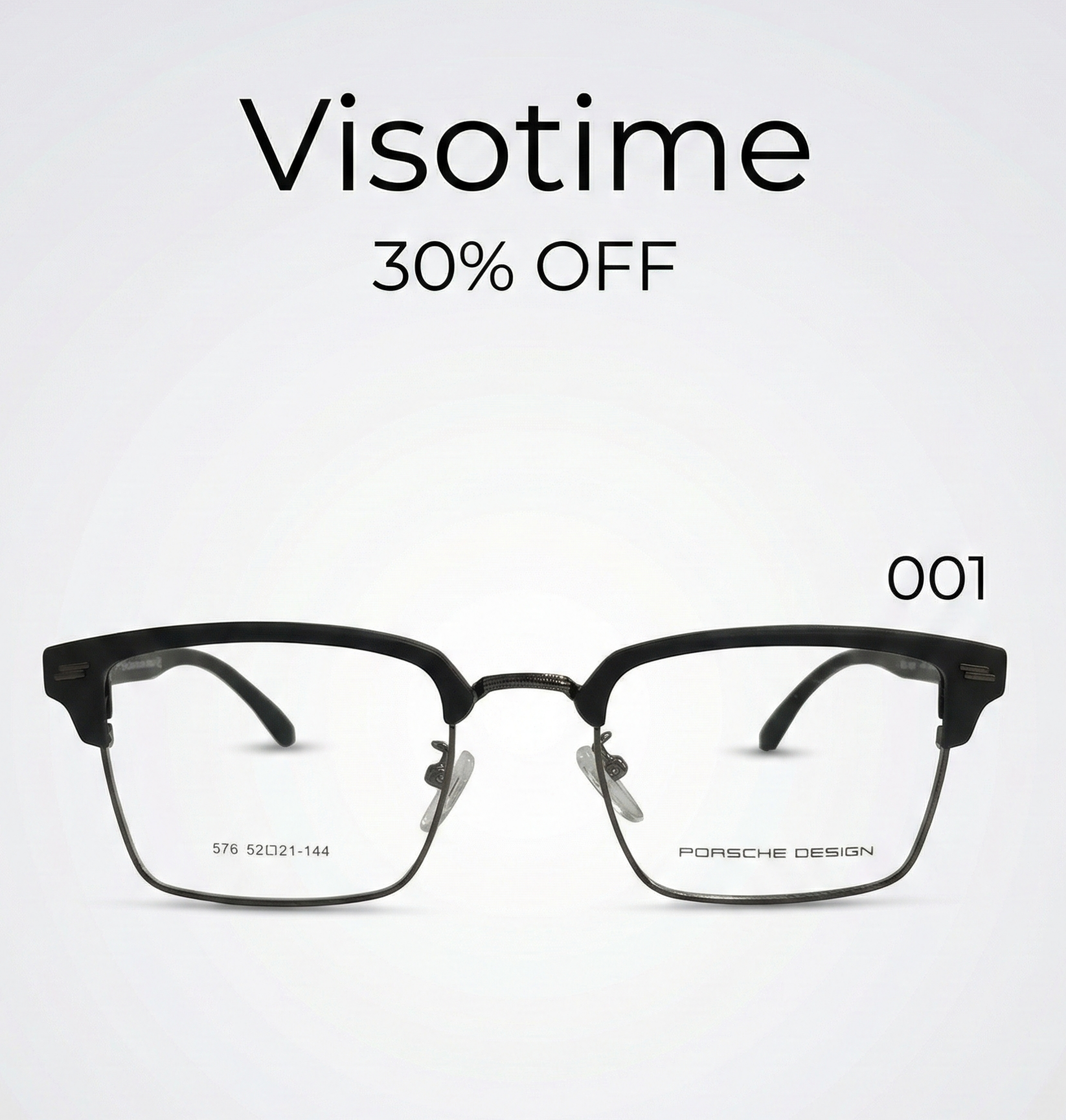 Porsche Design TR90 Geometric Double-Bridge Eyeglasses – Black & Silver (Model 823)_img_3