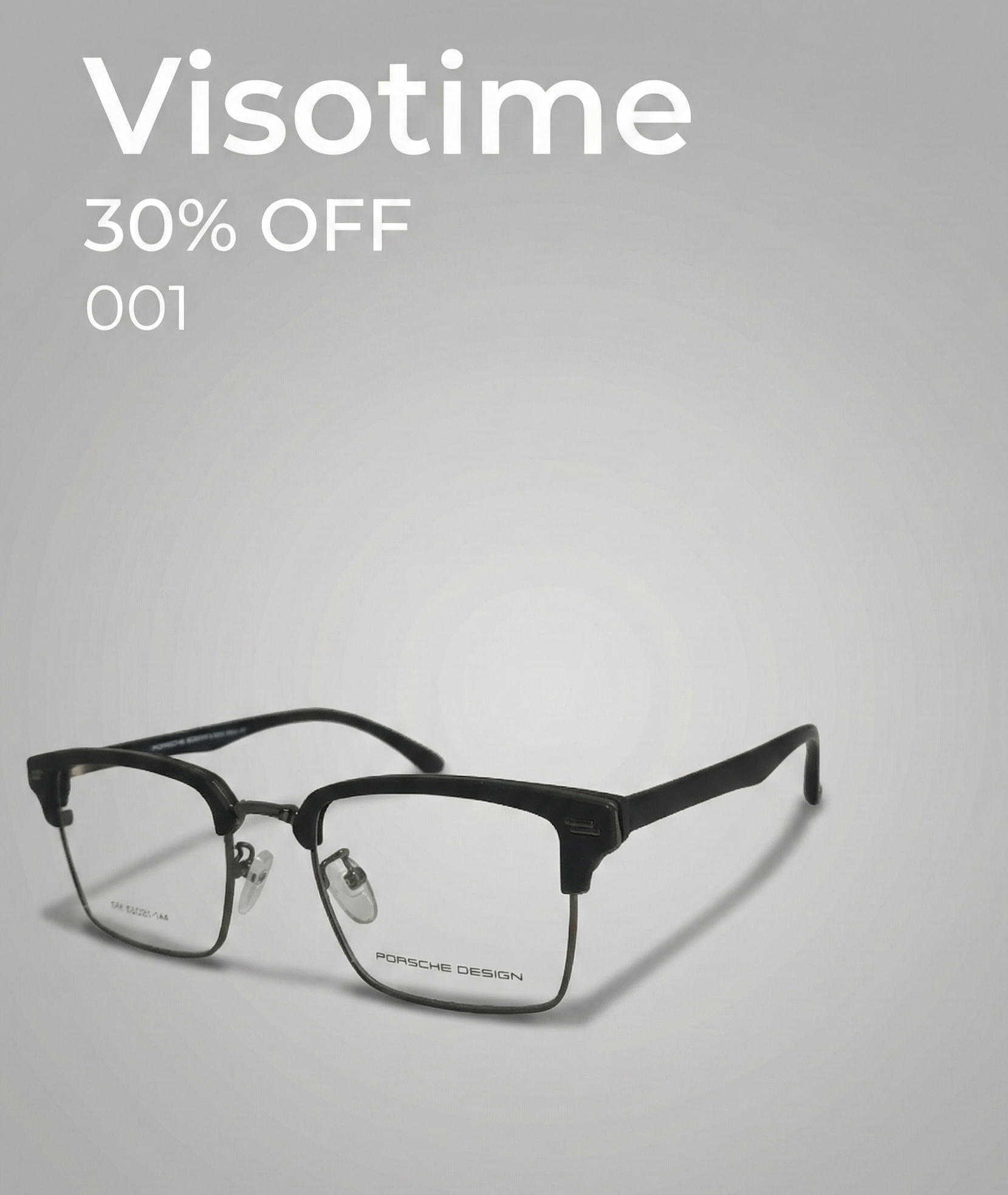 Porsche Design TR90 Geometric Double-Bridge Eyeglasses – Black & Silver (Model 823)_img_1