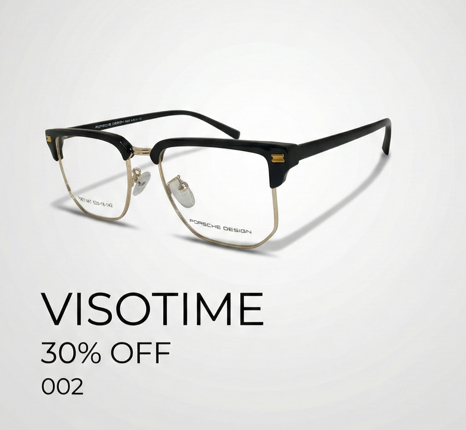 Porsche Design TR90 Black & Gold Browline Eyeglasses (Model 002)_img_1