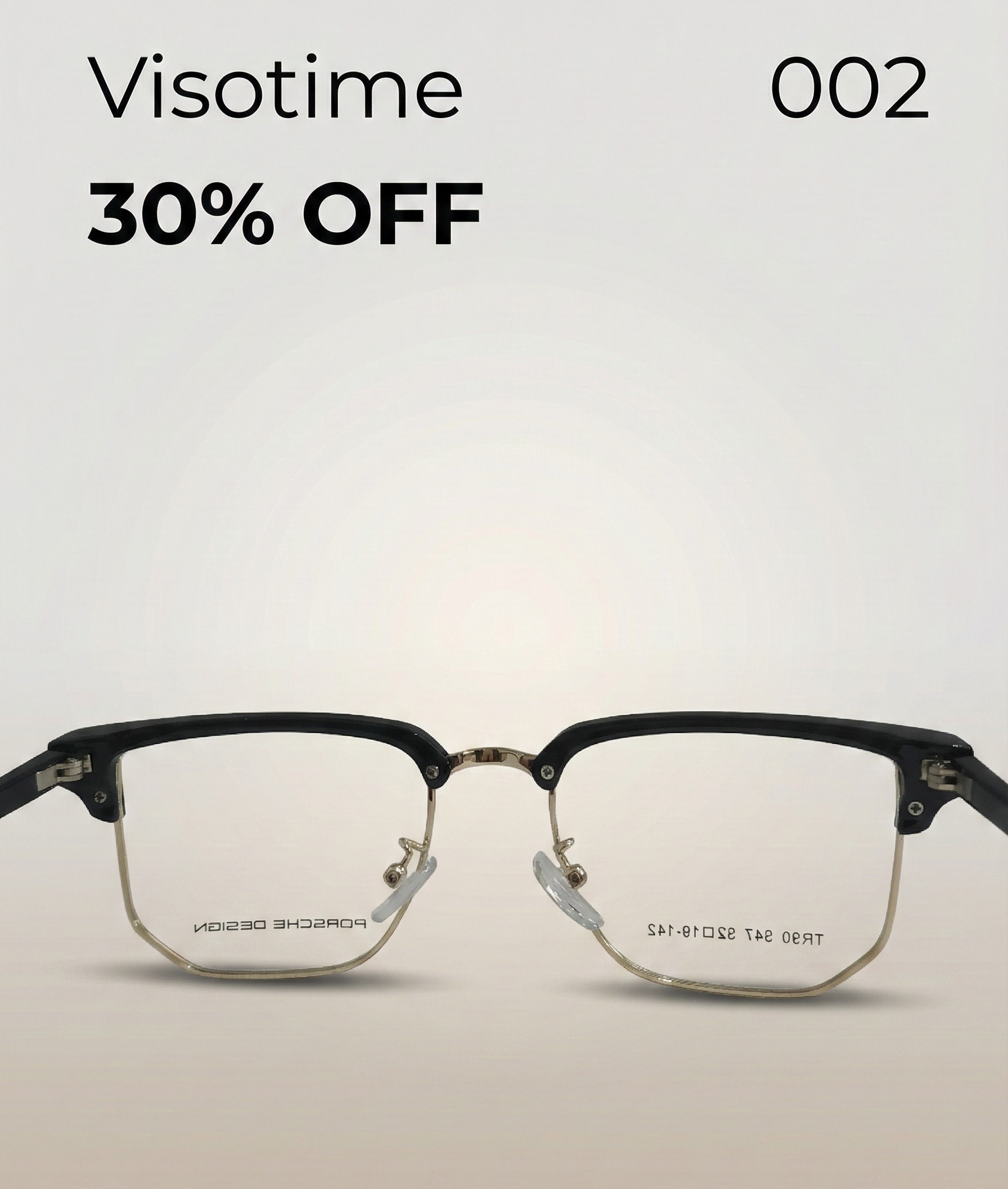 Porsche Design TR90 Black & Gold Browline Eyeglasses (Model 002)_img_2