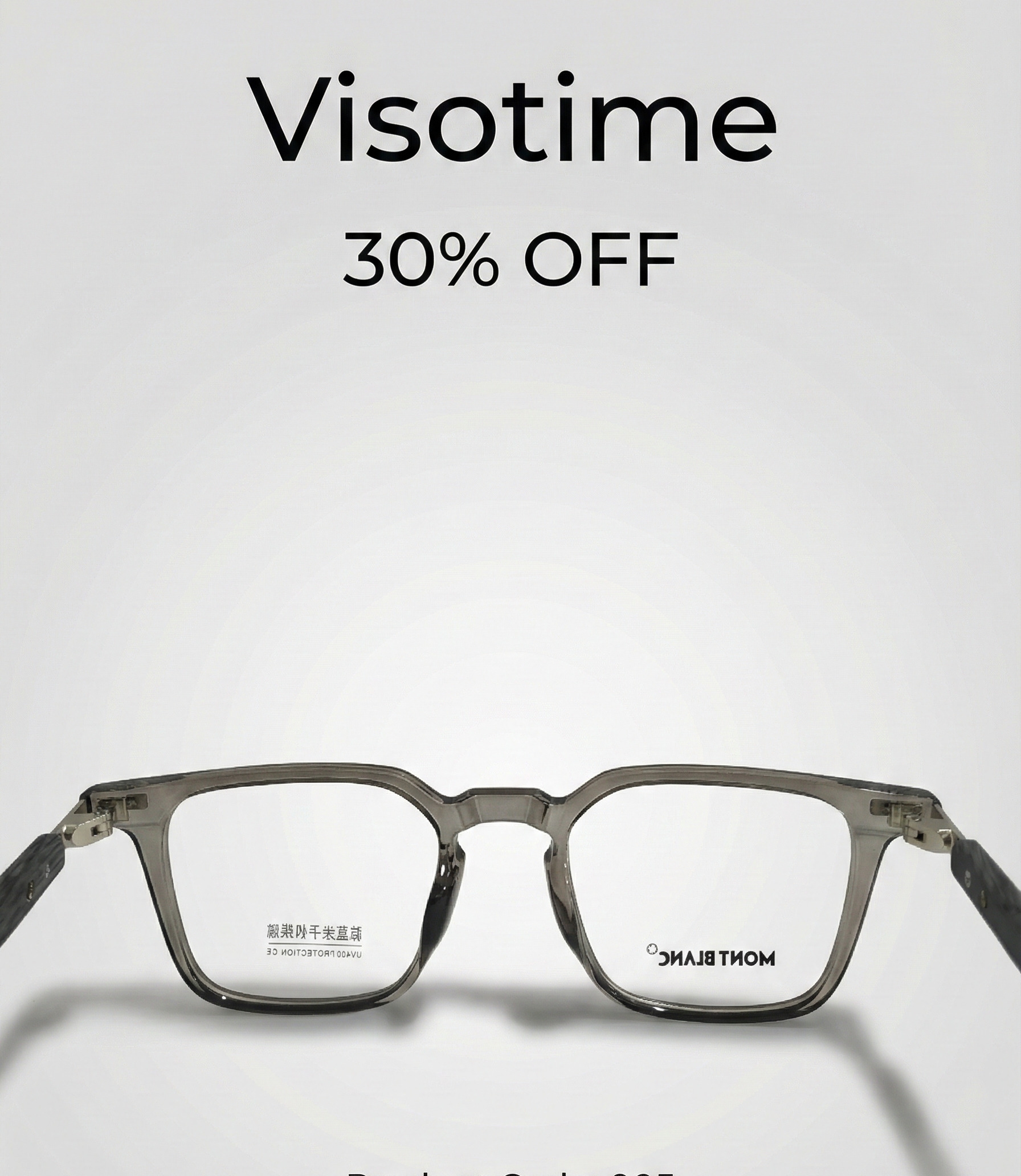 Mont Blanc Geometric Square Eyeglasses – Translucent Smoke Grey with Anti-Blue Light & UV400 Protection_img_2
