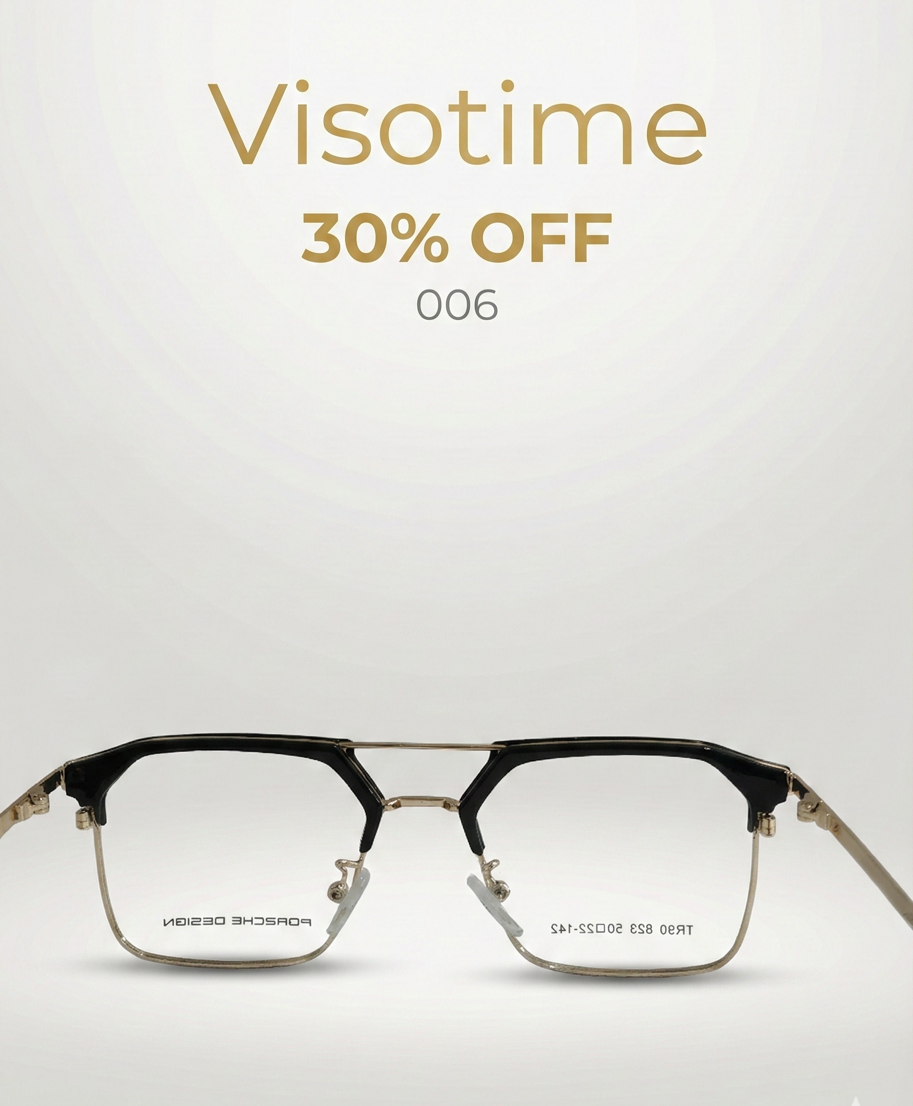 Visotime Modern Geometric Double-Bridge Eyeglasses – Black & Gold (Model 006)_img_2