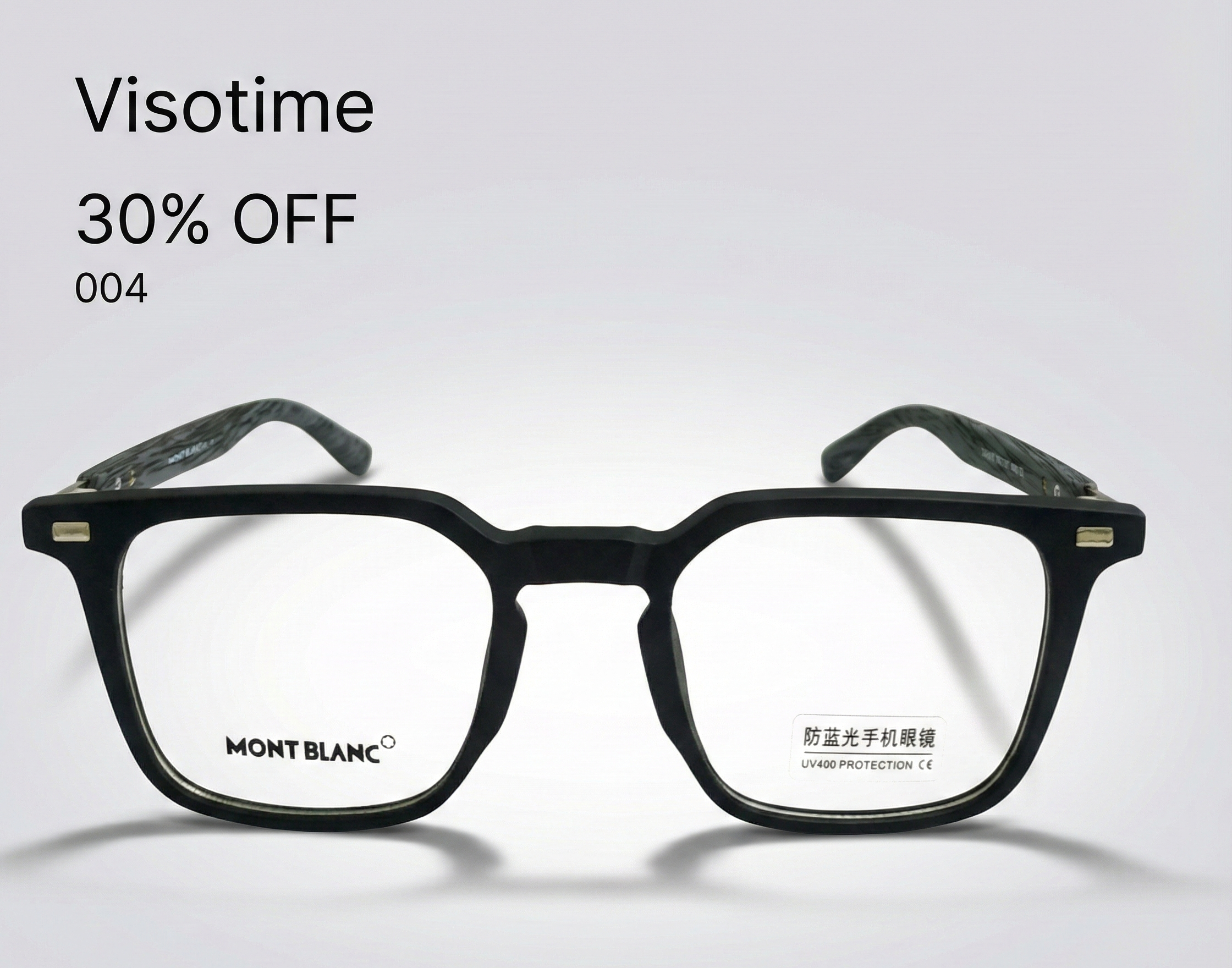 Mont Blanc Style Geometric Matte Black Eyeglasses – Model 004