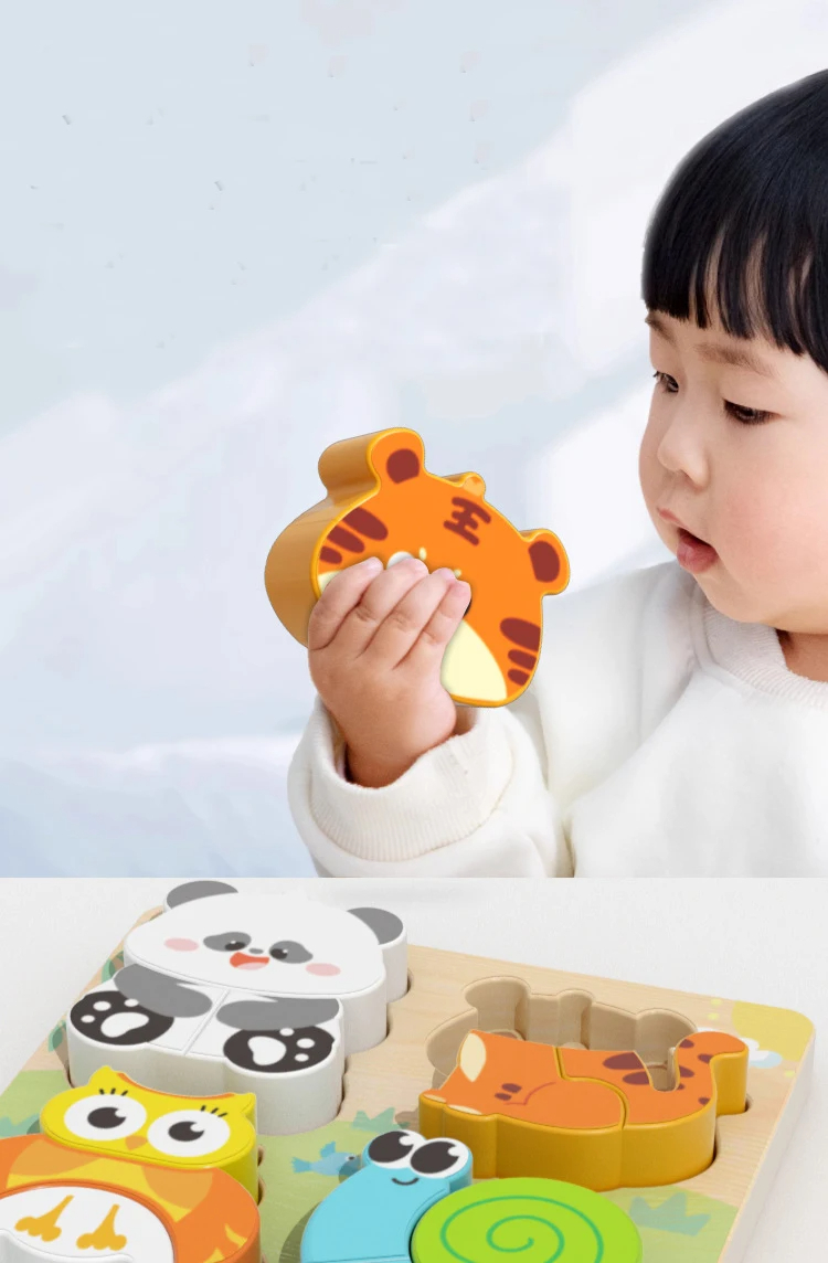 Kids Early Educational Building Block Montessori Cartoon 3D Wooden Puzzle Set for your BABY'S Concentration_img_2