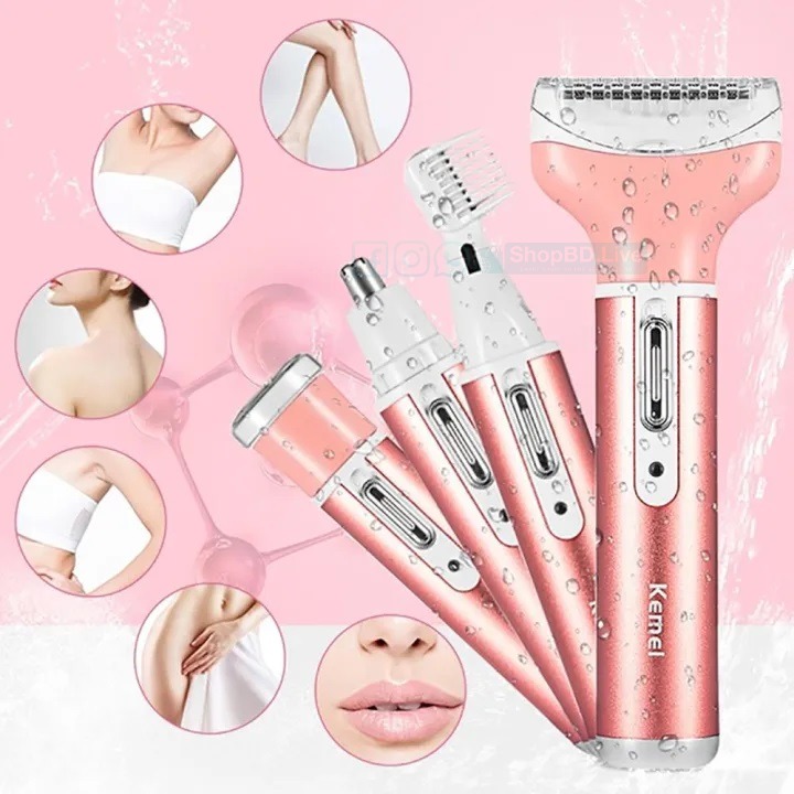 Kemei KM-6637 4-in-1 Rechargeable Woman Body Shaver | Eyebrow, Beard, Nose & Body Trimmer | Price in BD_img_1