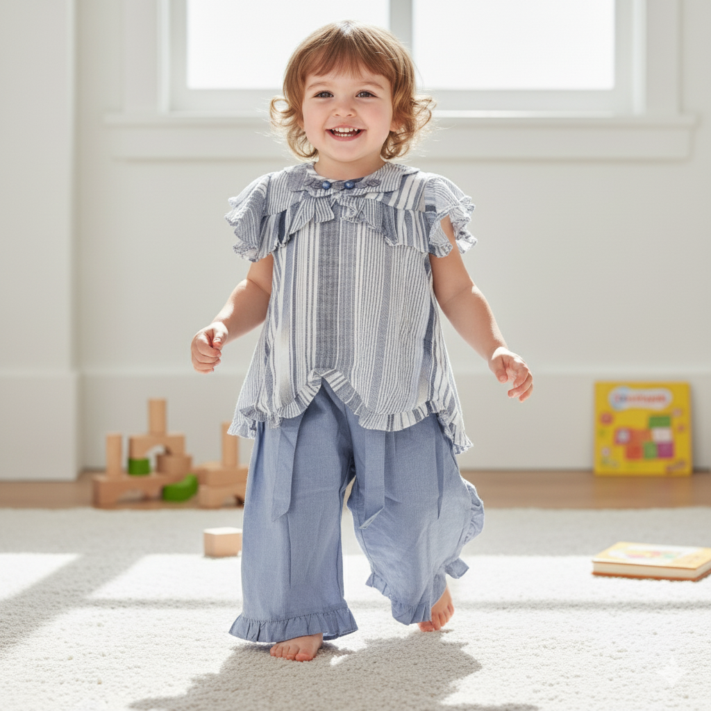 Baby Girls 2 Piece Summer Outfit Flutter Sleeve Top & Floral Palazzo Pants (0 to 2 Years)_img_0