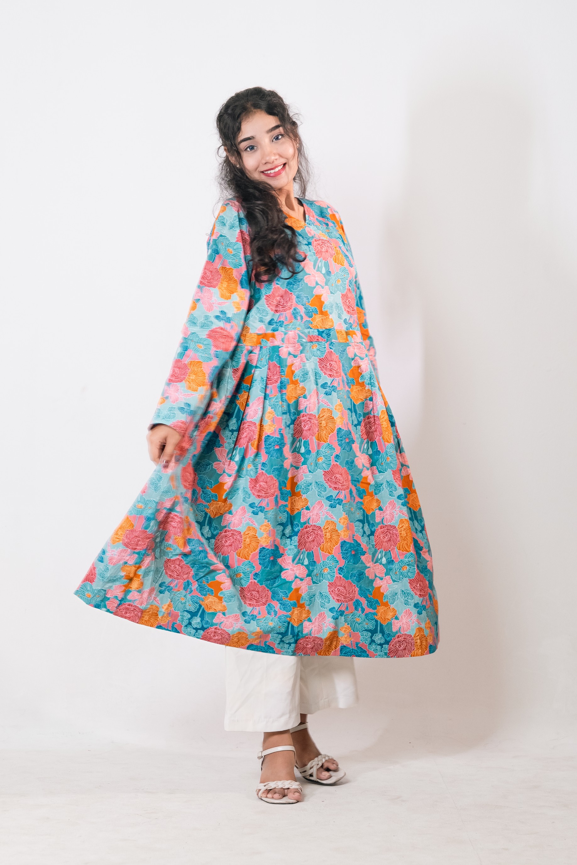 Phoolori - ফুলোরি | Long Round Kurti with Pocket | 1PC