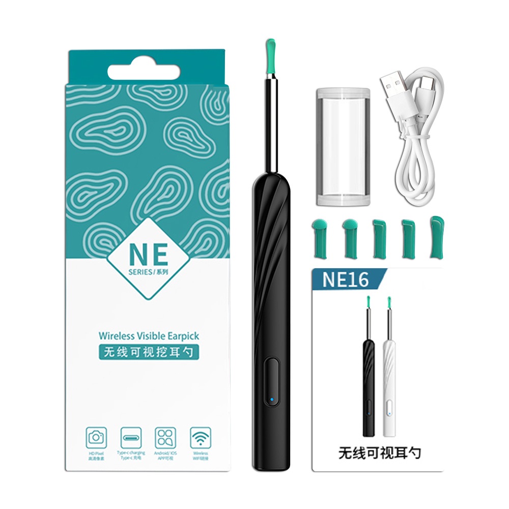 Wireless Wi-Fi Visual Ear Cleaner Otoscope with HD Camera & LED Light Smart Ear Wax Removal Kit NE Series | Price in BD_img_1