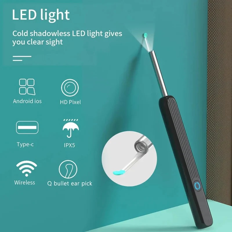 Wireless Wi-Fi Visual Ear Cleaner Otoscope with HD Camera & LED Light Smart Ear Wax Removal Kit NE Series | Price in BD_img_2