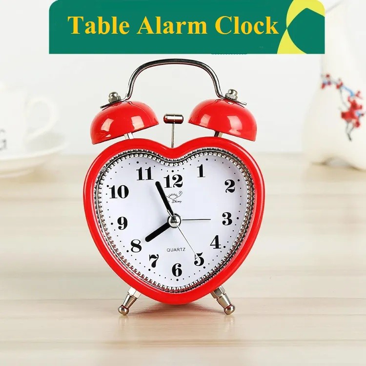 Heart Shape Bell Alarm Clock with Nightlight